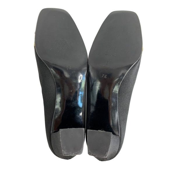 Givenchy 7.5 B Italy Vintage Square Toe Block Heel Shoes Pumps Metallic 6217 - Picture 10 of 11